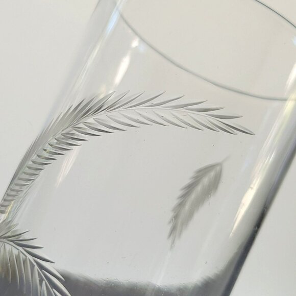 Vintage Etched Wheat Tumbler Glasses Set of 2, Mid Century Modern Glassware - Picture 9 of 10